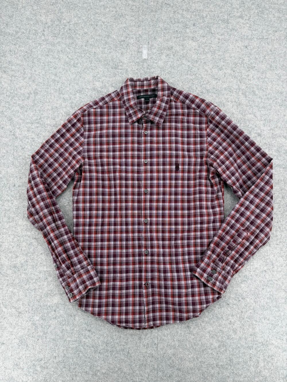 John Varvatos Mayfield Check Long Sleeve Shirt Size Small